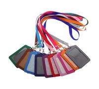 HONMEET Protège-badges avec lanière métal et pochette transparente en polyester lot de 10, afficheur clair et résistant, pour badges professionnels en environnement bureau