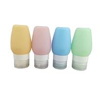 HONMEET Set de Flacons de Voyage Silicone Souples et Durables pour Shampoing Lotion et Cosmétiques Bouteilles Rechargeables Portables Bleu Pêche Vert et Abricot
