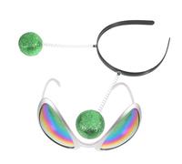 HONMEET Set de Lunettes et -tête Extraterrestre Vert et Accessoires Cosplay Amusants et pour Fête Halloween et Carnaval Unique pour Adultes et Garçon Fille