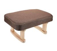 HONMEET Tabouret Rembourré en Bois avec Pieds Lisses, Siège Confortable en Tissu Couleur Café, Meuble Vintage pour Salon et Petits Espaces