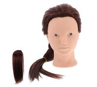 HONMEET Tête De Mannequin Pour Coiffure En Cheveux Humains Taille Standard Sans Maquillage Couleur Brun Foncé Adaptée Au Coiffage à Chaud Pour Entraînement Tresses Chignons Formation Salon Et École