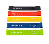 Honmein Bandes de résistance pour l'entraînement, bandes d'exercice avec 5 niveaux de résistance pour le fitness à domicile, la musculation, bande de résistance en latex naturel avec guide