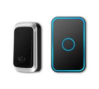 Honmidatek Sonnette sans fil, sans pile, étanche, carillon sans fil pour usage extérieur, 60 mélodies, 5 niveaux de volume, indicateur LED, sonnette avec prise européenne pour la maison, Noir