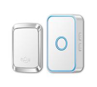 Honmidatek Sonnette sans fil, sans pile, étanche, pour usage extérieur, 60 mélodies, 5 niveaux de volume, indicateur LED, sonnette avec prise européenne pour la maison, Blanc