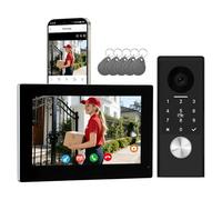 Honmidatek Visiophone Filaire 2 Fils, Sonnette avec caméra, caméra Full HD, Interphone Vidéo Prend en Charge Le Mot de Passe, écran Tactile Couleur 7" et Audio bidirectionnel, détection de Mouvement