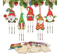 HONMOK 10pcs Noël Carillons Bricolage pour Enfant GNOME Carillon à Fabriquer en Bois Nains à Peindre Loisir Créatif Fille Garçon Carillon à Vent Créative Fête Anniversaire