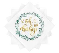 HONMOK 40pcs Serviettes en Papier pour Baptême Serviette de Table pour Baby Shower Motif Oh baby Décooration Fête Naissance pour Garçon Fille Serviette Jetable 33 x 33 cm