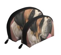 Honnête Vieux Chien Saint Bernard Art imprimé, Trousse de Maquillage Coquille Femme Petit Porte-Monnaie Trousse de Toilette Trousse à cosmétiques 2 pièces