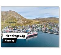 Honningsvåg in Norway with A Cruise Ship in The Harbour with Travellers Visiting The North Cape, Aimant de réfrigérateur