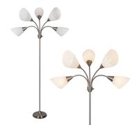 HonoDing Lampadaires Medusa Lampadaire 5 têtes Lampe de lecture réglable Grand abat-jour Utilisation d'ampoules E27 A19 Lampadaires pour salon et chambre à coucher (Nickel satiné)