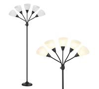 HonoDing Lampadaires Medusa Lampadaire 5 têtes Lampe de lecture réglable Grand abat-jour Utilisation d'ampoules E27 A19 Lampadaires pour salon et chambre à coucher (Noir)