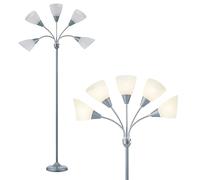 HonoDing Lampadaires Medusa Lampadaire 5 têtes Lampe de lecture réglable Grand abat-jour Utilisation d'ampoules E27 A19 Lampadaires pour salon et chambre à coucher (Argent)