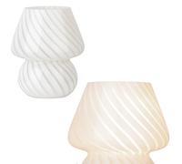 HonoDing Petite Lampes de table Champignon, Mignonne Lampe de Chevet en Verre Rayé, Lampe de Bureau de Style Vintage, Lampes de Chevet pour Chambre à Coucher, Salle de Lecture, Décoration de salon