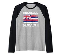 Honolulu Hawaï Drapeau Design Honolulu Oahu Drapeau hawaïen Manche Raglan