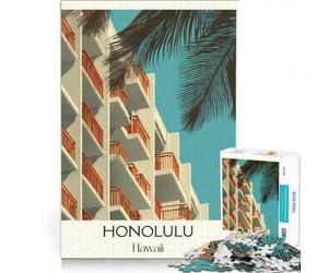 Honolulu Oahu Puzzles 1000 pièces pour Adultes | Décoration d'intérieur pour se détendre stimuler l'intellect et renforcer l'amour entre les couples 75x50cm
