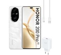 HONOR 200 Pro + Chargeur 100W, Smartphone 5G, 12Go+512Go, Écran AMOLED 6,78", Batterie 5200mAh, Triple Appareil Photo 50 MP, Double SIM, Android 14, Blanc