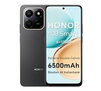 HONOR 400 Smart 4G Smartphone Dual SIM NFC Android 15, 6+128GB, 6500mAh Batterie Double Cellule, 108MP +2MP avec Bouton AI Téléphone, 6.77 Pouces 120 Hzécran Confort, 5 étoiles SGS&IP65, Velvet Black