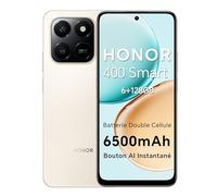 Honor 400 Smart 4G Smartphone Dual SIM NFC Android 15, 6+128GB, 6500mAh Batterie Double Cellule, 108MP +2MP avec Bouton AI Téléphone, 6.77 Pouces 120 Hzécran Confort, 5 étoiles SGS&IP65, Desert Gold