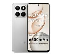 HONOR 400 Smart 5G Smartphone Dual SIM NFC Android 15, 4+128GB, 6500mAh Batterie Double Cellule, Bouton AI Instantané, 6.77 Pouces 120 Hzécran Confort, 5 étoiles SGS&IP54, 50+2MP, Meteor Sliver
