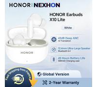 HONOR Earbuds X10 Lite, autonomie de 45 heures, haut-parleur ultra-large de 12,4 mm, ANC profond de 42 dB, traduction IA, blanc BLANC