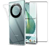 Pack coque transparente en TPU et protection écran complet vitre full cover noir en verre trempé pour Honor Magic 5 Lite 5G -