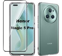 Pack coque transparente en TPU et protection écran complet vitre full cover noir en verre trempé pour Honor Magic 5 Pro 5G -
