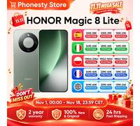 HONOR Magic 8 Lite Version UE Snapdragon 6 Gen 4 IP69K Résistant aux chutes de 2,5 m Résistant à la poussière 7500 mAh Supercharge 66 W Caméra AI OIS 108 MP eSIM 6,79" 120 Hz AMOLED Noir minuit