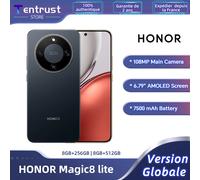 HONOR Magic8 lite - Smartphone 5G, Version globale, batterie 7500 mAh, caméra principale 108MP, écran AMOLED 6.79 pouces 120Hz, IP69K, nouveau Noir de minuit