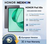 HONOR Pad X8a, version européenne, écran 11 pouces à taux de rafraîchissement élevé et protection oculaire, batterie 8300 mAh, quatre haut-parleurs, design métallique fin, tablette Android HONOR GRIS