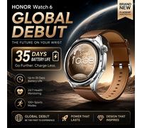 Montre connectée HONOR Watch 6 Montre Connectée - Noir - Écran AMOLED - Suivi de Santé & Sommeil - Autonomie Longue Durée