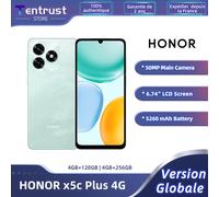 HONOR X5c Plus 4G Version mondiale Smartphone MediaTek Helio G81 Octa-core CPU 6.74 pouces écran LCD 5260 mAh 50MP caméra principale Noir de minuit