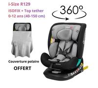 Honorbb Siège Auto I-size IRO 360° Noir Groupe 0/1/2/3 Système Isofix De 40 À 150 Cm (12 Ans) Sécurité Harnais 5 Points