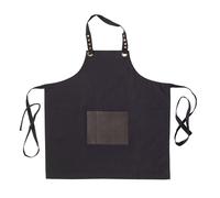 Honoré - Tablier en tissu noir avec poche en simili cuir marron Sabatier Trompette
