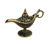 Honoro Lampe de génie magique vintage légende Aladdin en métal sculpté pour décoration de table de mariage Bronze moyen.