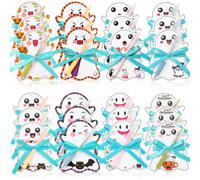 Honoson 48 Pcs Halloween Sticky Notes and Pens Self Stick Note Pads Bulk Office Gifts Set Pumpkin Ghost Cat Fun Weird Spooky for Adults Coworkers Office Supplies, 8 Styles(Ghost)