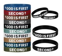 Honoson Lot de 10 bracelets chrétiens inspirants en silicone « God Is First Im Second » pour adulte avec verset de la Bible - Bracelet Jésus pour homme et femme - Cadeau de Noël