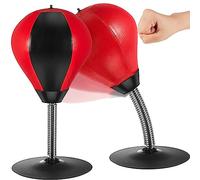 Honoson Lot de 2 sacs de frappe de bureau avec ventouse, jouets de gestion de la colère, soulagement du stress, balle de boxe, cadeaux amusants pour bureau, comptoirs de table, collègues, rouge, noir