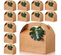 Honoson Lot de 24 sacs cadeaux Luau en vrac avec feuilles de palmier en kraft marron pour enterrement de vie de jeune fille, demoiselle d'honneur, fête de mariage hawaïen