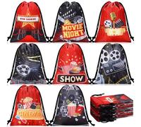 Honoson Lot de 24 sacs cadeaux pour soirée cinéma avec cordon de serrage - Décorations cadeaux sur le thème du film - Sacs à friandises - Sacs à bonbons - Sacs à bonbons en vrac pour fête prénatale -