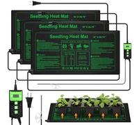 Honoson Lot de 3 tapis chauffants pour semis avec contrôle thermostat numérique, tapis chauffant imperméable et durable pour le démarrage des semences, tapis chauffant hydroponique chaud pour