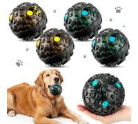 Honoson Lot de 4 balles à mâcher agressives pour chien - Jouet interactif indestructible avec rire qui couine - Jouet à mâcher en caoutchouc élastique pour chiens de petite, moyenne et grande taille