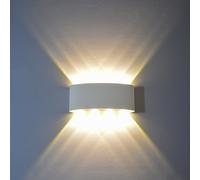 HONPHIER Lampe Murale LED 8w Appliques Murales Interieur Imperméable Moderne Aluminium Lampe de Nuit Applique Murale pour Chambre Maison Couloir Salon Escalier (WH-Blanc Chaud)