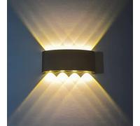 HONPHIER Lampe Murale LED 8w Appliques Murales Interieur Imperméable Moderne Aluminium Lampe de Nuit Applique Murale pour Chambre Maison Couloir Salon Escalier (BK-Blanc Chaud)
