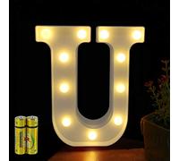 HONPHIER® Lettres Lumineuses Alphabet Lumineux Lampe LED Lettre Lumières Lettre Deco Opérateur à Piles pour Réceptions Partie Mariage Maison Bar Décoration (U)