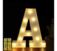 HONPHIER® Lettres Lumineuses Alphabet Lumineux Lampe LED Lettre Lumières Lettre Deco Opérateur à Piles pour Réceptions Partie Mariage Maison Bar Décoration (A)