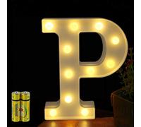 HONPHIER® Lettres Lumineuses Alphabet Lumineux Lampe LED Lettre Lumières Lettre Deco Opérateur à Piles pour Réceptions Partie Mariage Maison Bar Décoration (P)
