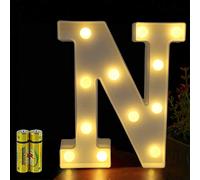 HONPHIER® Lettres Lumineuses Alphabet Lumineux Lampe LED Lettre Lumières Lettre Deco Opérateur à Piles pour Réceptions Partie Mariage Maison Bar Décoration (N)