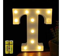 HONPHIER® Lettres Lumineuses Alphabet Lumineux Lampe LED Lettre Lumières Lettre Deco Opérateur à Piles pour Réceptions Partie Mariage Maison Bar Décoration (T)
