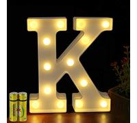 HONPHIER® Lettres Lumineuses Alphabet Lumineux Lampe LED Lettre Lumières Lettre Deco Opérateur à Piles pour Réceptions Partie Mariage Maison Bar Décoration (K)