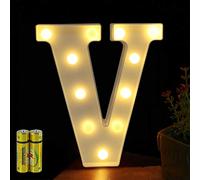 HONPHIER® Lettres Lumineuses Alphabet Lumineux Lampe LED Lettre Lumières Lettre Deco Opérateur à Piles pour Réceptions Partie Mariage Maison Bar Décoration (V)